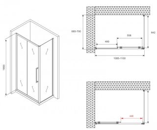Душевой уголок ABBER Schwarzer Diamant AG30110BMH-S70BM 110x70см чёрный